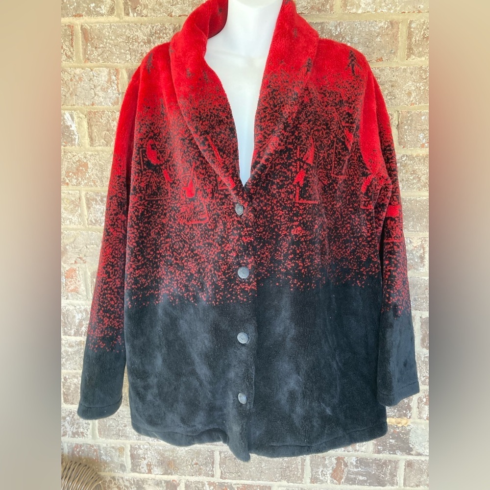 National Wildlife Federation Sherpa Teddy Fuzzy Bear Red Black Cardinals Size L